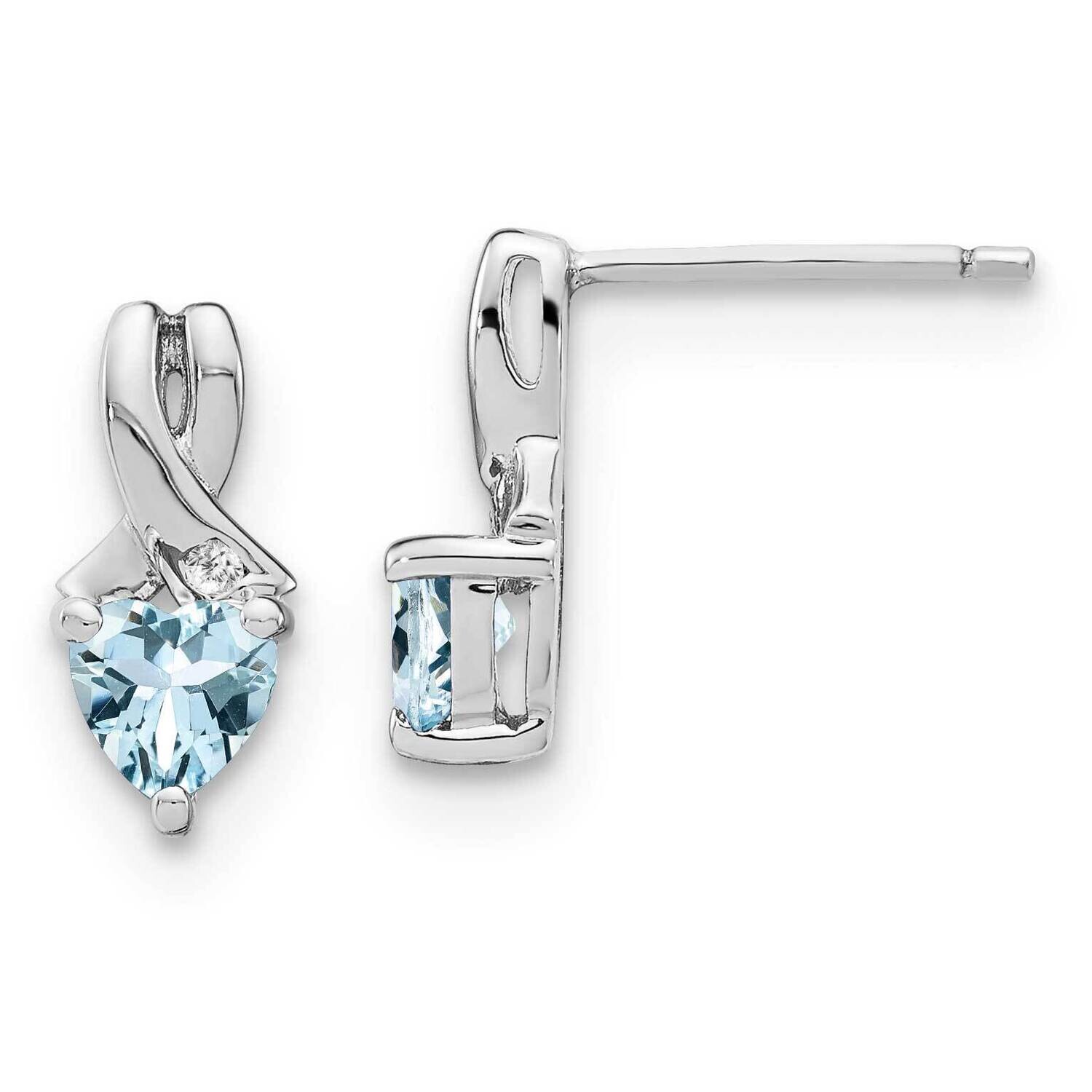 Aquamarine Diamond Earrings Sterling Silver Rhodium-Plated EM7401-AQ-002-SSA, MPN: EM7401-AQ-002-SS…
