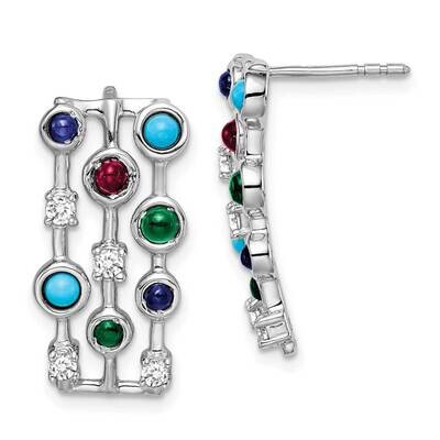 Gemstone Turquoise Earrings 14k White Gold EM7253-EM-025-WA, MPN: EM7253-EM-025-WA, 883957969015