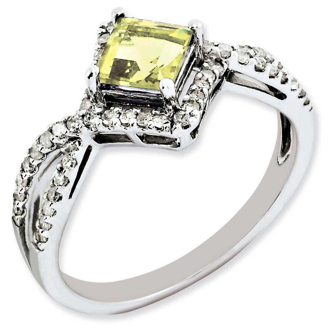 Lemon Quartz &amp; Diamond Ring Sterling Silver Rhodium-Plated QR3093LQ, MPN: QR3093LQ, 883957156477
