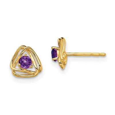 Amethyst Post Earrings 14k Gold EM7395-AM-Y, MPN: EM7395-AM-Y, 191101401763