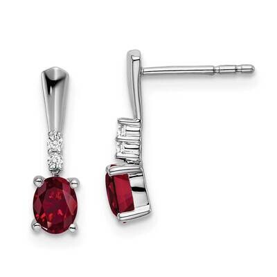 Oval Created Ruby Diamond Dangle Earrings 14k White Gold EM7407-CRU-004-WA, MPN: EM7407-CRU-004-WA,…