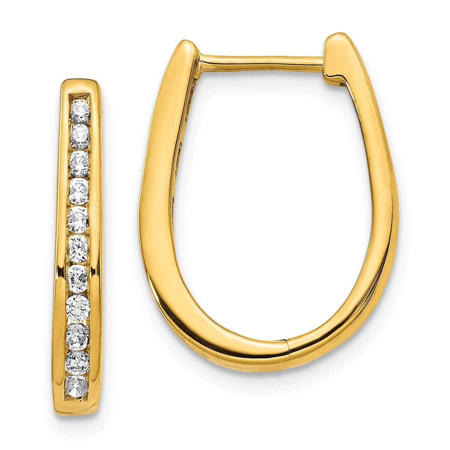 Diamond Oval Hinged Hoop Earrings 10k Gold EM5369-050-1YA, MPN: EM5369-050-1YA,