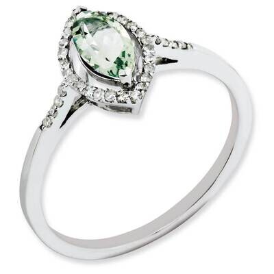Green Quartz &amp; Diamond Ring Sterling Silver Rhodium-Plated QR3088AG, MPN: QR3088AG, 883957651583