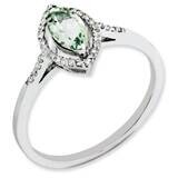 Green Quartz &amp; Diamond Ring Sterling Silver Rhodium-Plated QR3088AG, MPN: QR3088AG, 883957651583