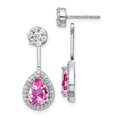 Diamond &amp; Created Pink Sapphire Earrings 14k White Gold EM4199-CPS-062-WA, MPN: EM4199-CPS-062-WA, …