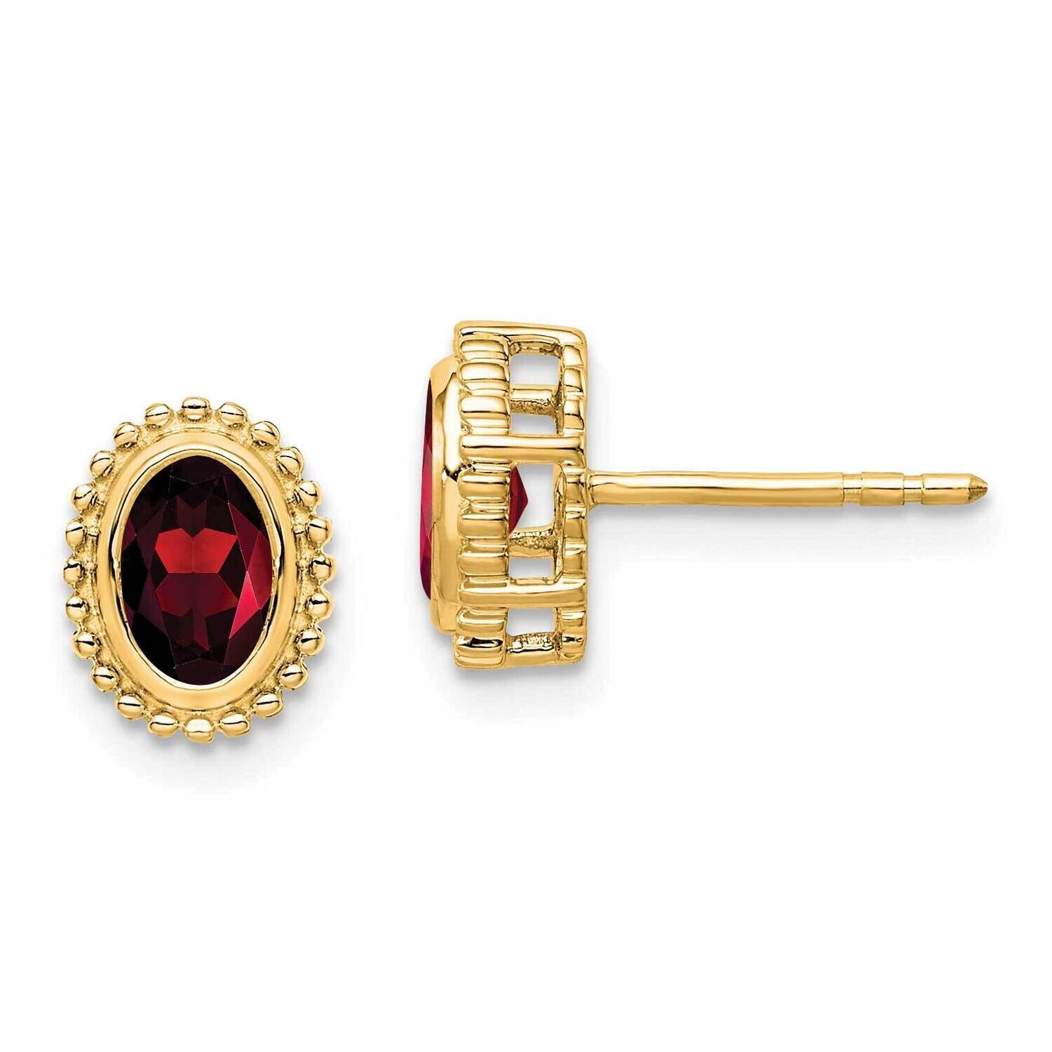 Oval Garnet Post Earrings 10k Gold EM7202-GA-1Y, MPN: EM7202-GA-1Y, 191101834691