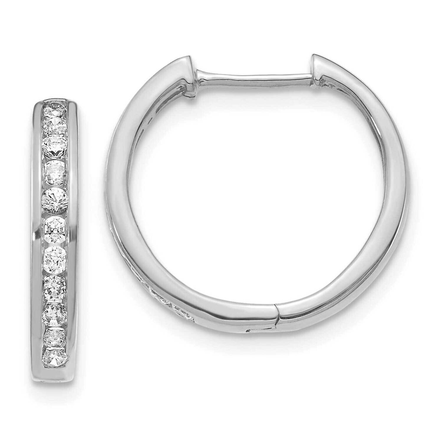 Diamond Hinged Hoop Earrings 10k White Gold EM5365-050-1WA, MPN: EM5365-050-1WA,