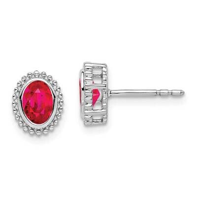 Oval Ruby Post Earrings 14k White Gold EM7202-RU-W, MPN: EM7202-RU-W, 191101842641