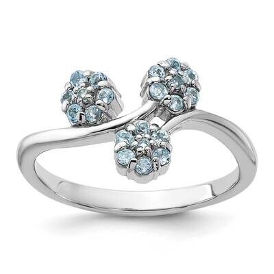 Light Swiss Blue Topaz Flowers Ring Sterling Silver Rhodium-Plated QR7441BT, MPN: QR7441BT,