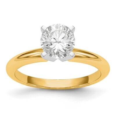 2 Carat Heavy-Weight Half-Round 4-Prong Round Solitaire Ring Mounting 14k Two-Tone Gold KS3, MPN: K…