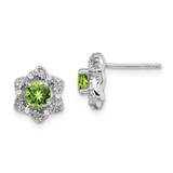 Peridot Diamond Post Earrings 14k White Gold EM7459-PE-006-WA, MPN: EM7459-PE-006-WA, 191101844027