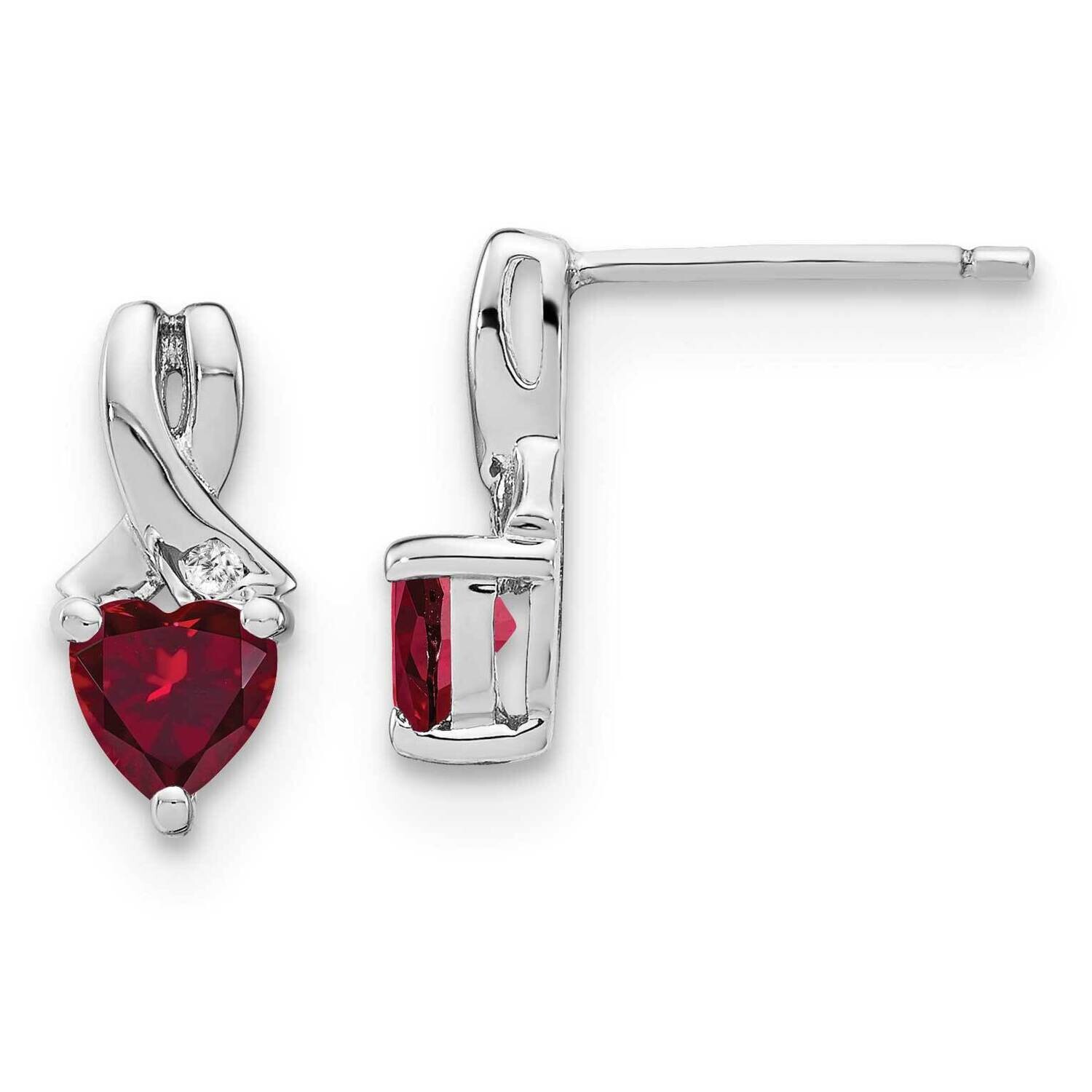 Created Ruby Diamond Earrings Sterling Silver Rhodium-Plated EM7401-CRU-002-SSA
