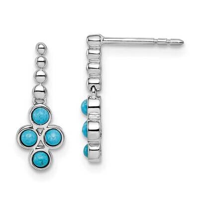 Turquoise Earrings 14k White Gold EM7414-BTQ-W, MPN: EM7414-BTQ-W, 883957969022