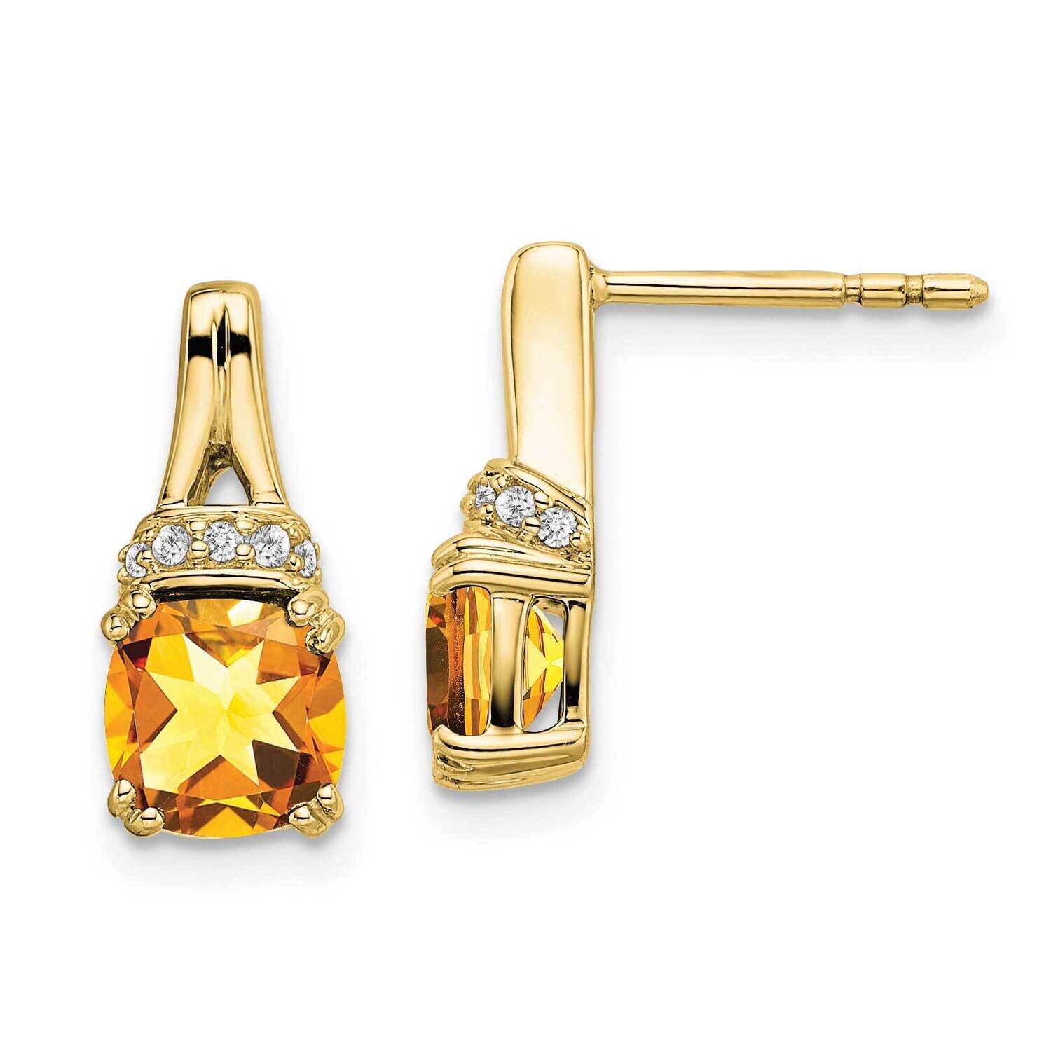 Citrine Diamond Earrings 10k Gold EM7074-CI-007-1YA