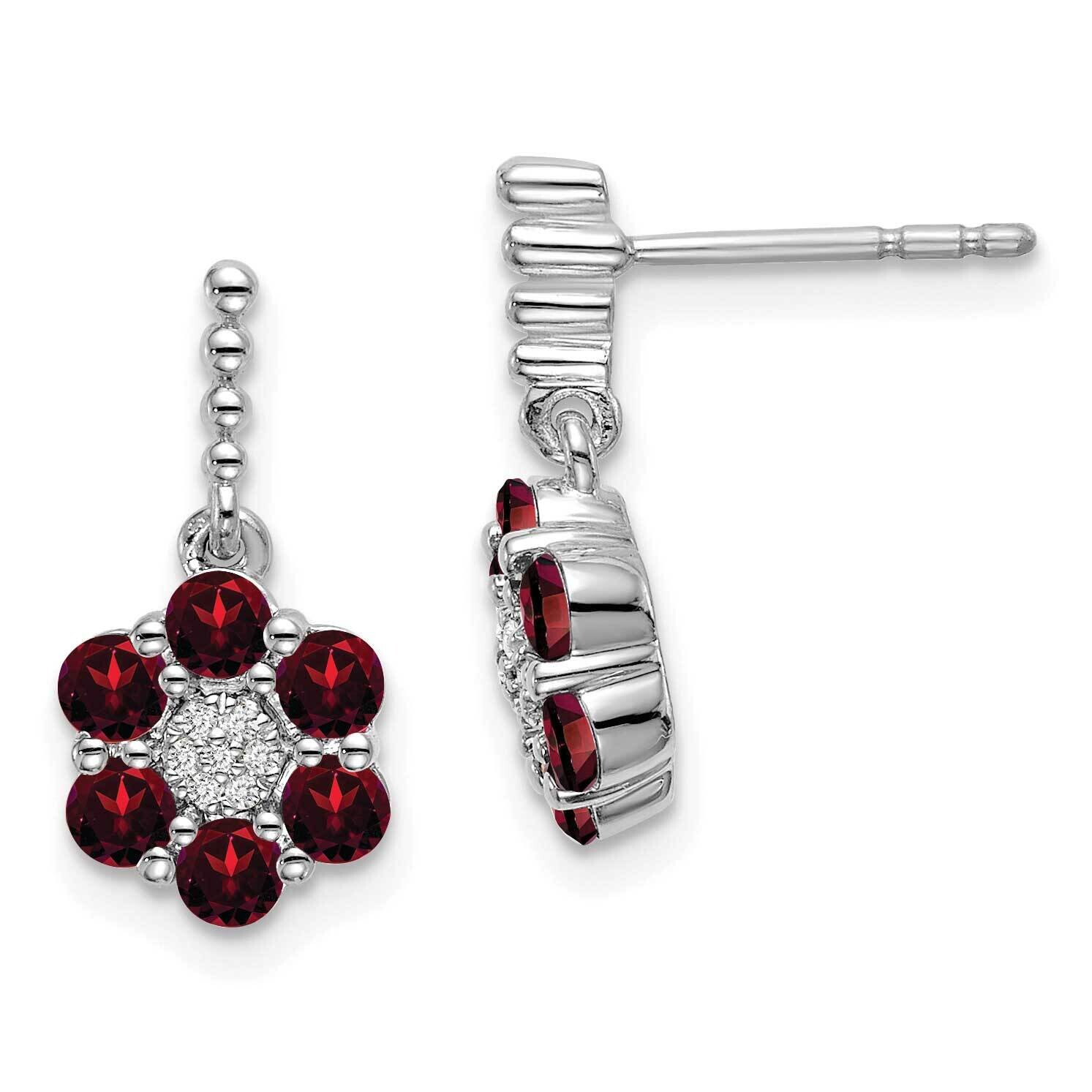 Garnet Diamond Earrings 14k White Gold EM7191-GA-004-WA, MPN: EM7191-GA-004-WA, 191101842016