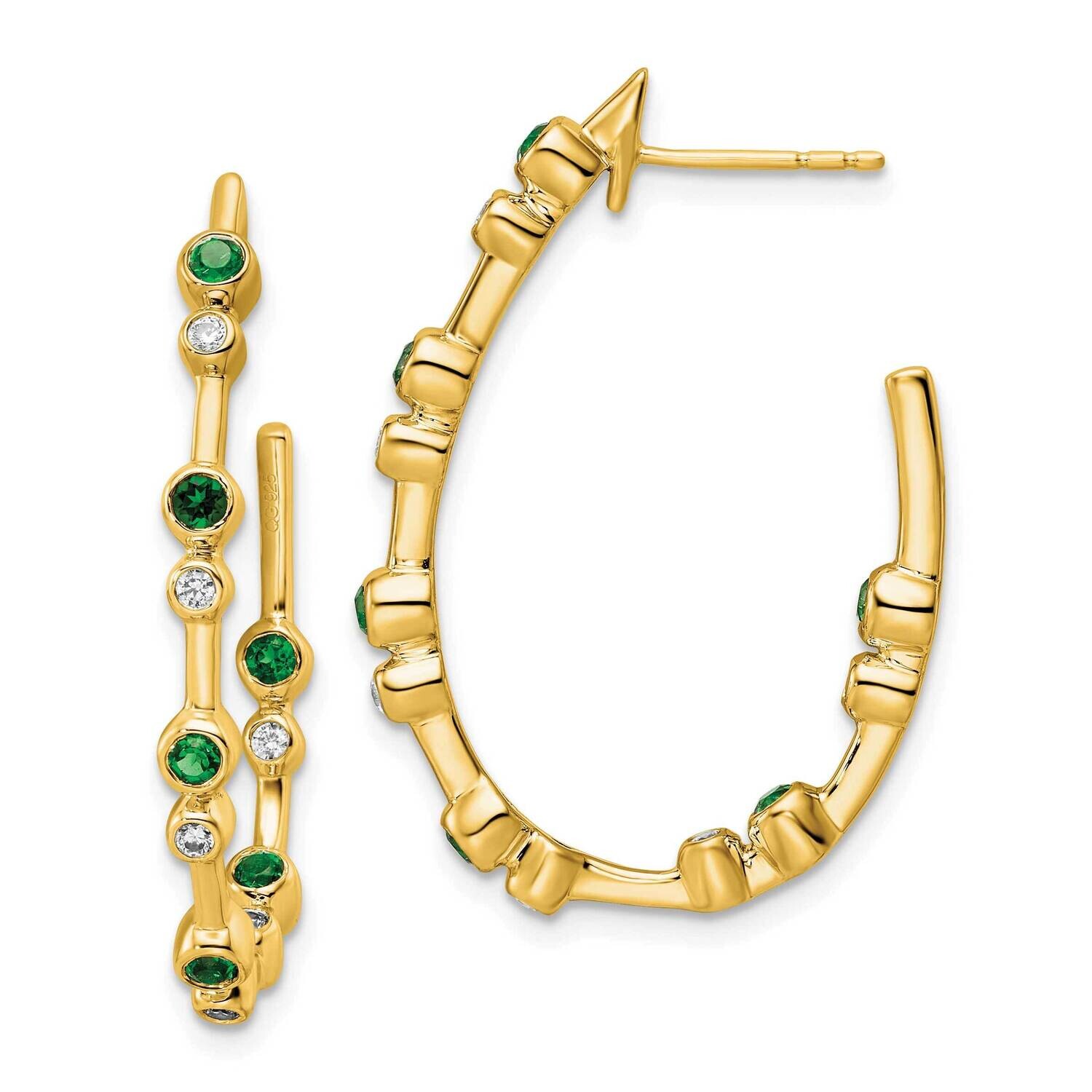 True Origin 1/5 Carat Diamond Vs/Si D E F Emerald Post Hoop Earrings 14k Gold EM8616-EM-018-YAA, MP…