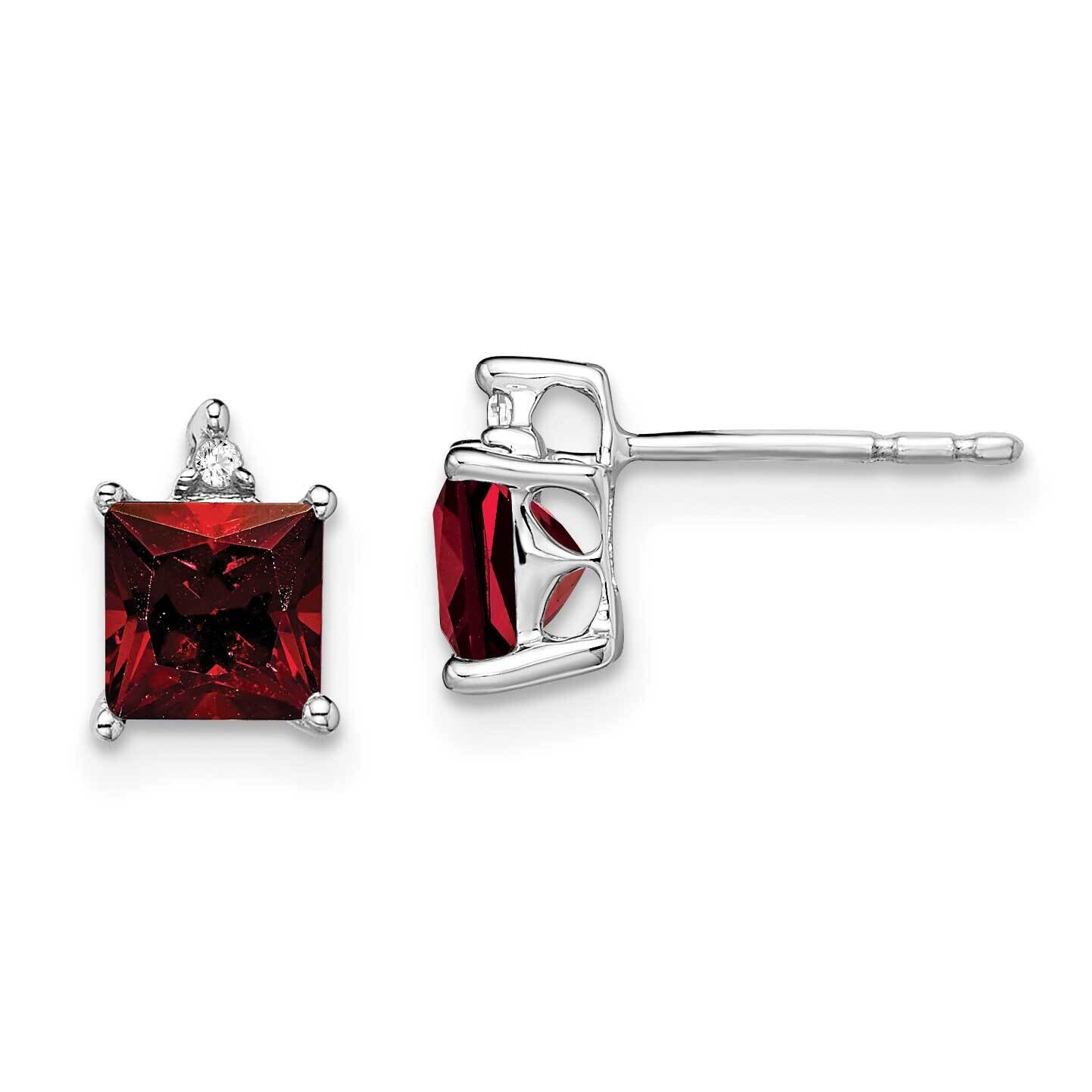 Princess Garnet Diamond Earrings 14k White Gold EM7085-GA-001-WA, MPN: EM7085-GA-001-WA, 1911018399…