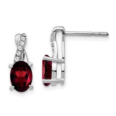 Garnet Diamond Earrings 14k White Gold EM4235-GA-006-WA, MPN: EM4235-GA-006-WA, 191101839092