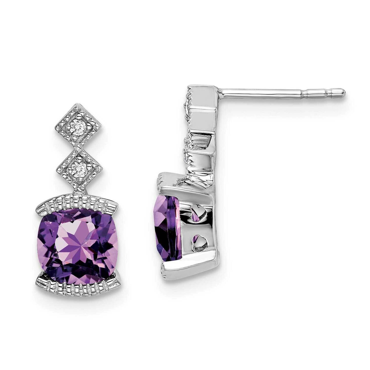 Amethyst Diamond Earrings 14k White Gold EM7081-AM-004-WA, MPN: EM7081-AM-004-WA, 191101839603