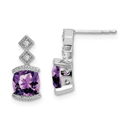 Amethyst Diamond Earrings 14k White Gold EM7081-AM-004-WA, MPN: EM7081-AM-004-WA, 191101839603