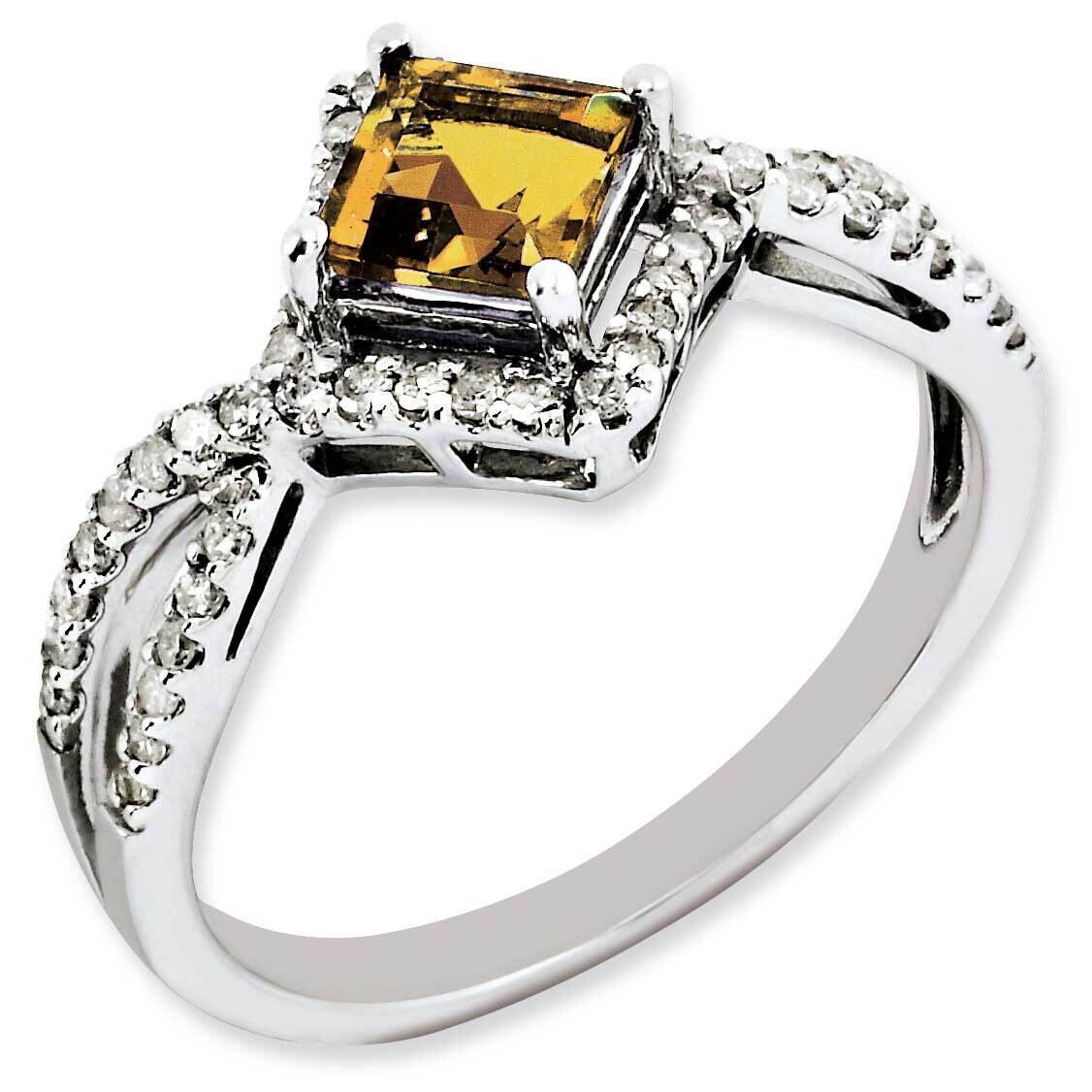 Whiskey Quartz &amp; Diamond Ring Sterling Silver Rhodium-Plated QR3093WQ, MPN: QR3093WQ, 883957156712