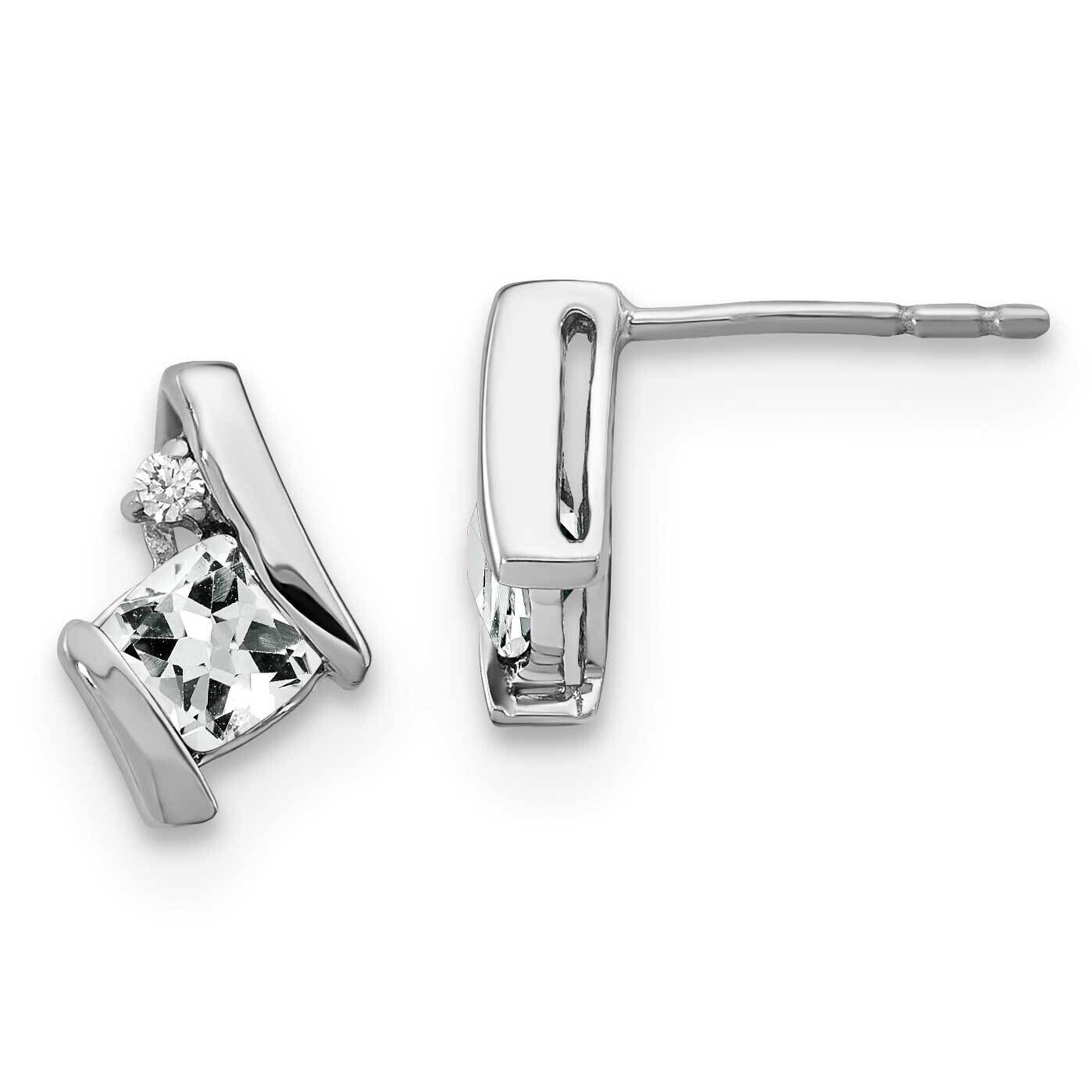 Antique Cushion White Topaz Diamond Earrings Sterling Silver EM7398-WT-003-SSA, MPN: EM7398-WT-003-…