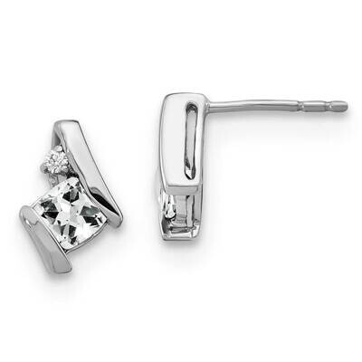 Antique Cushion White Topaz Diamond Earrings Sterling Silver EM7398-WT-003-SSA, MPN: EM7398-WT-003-…