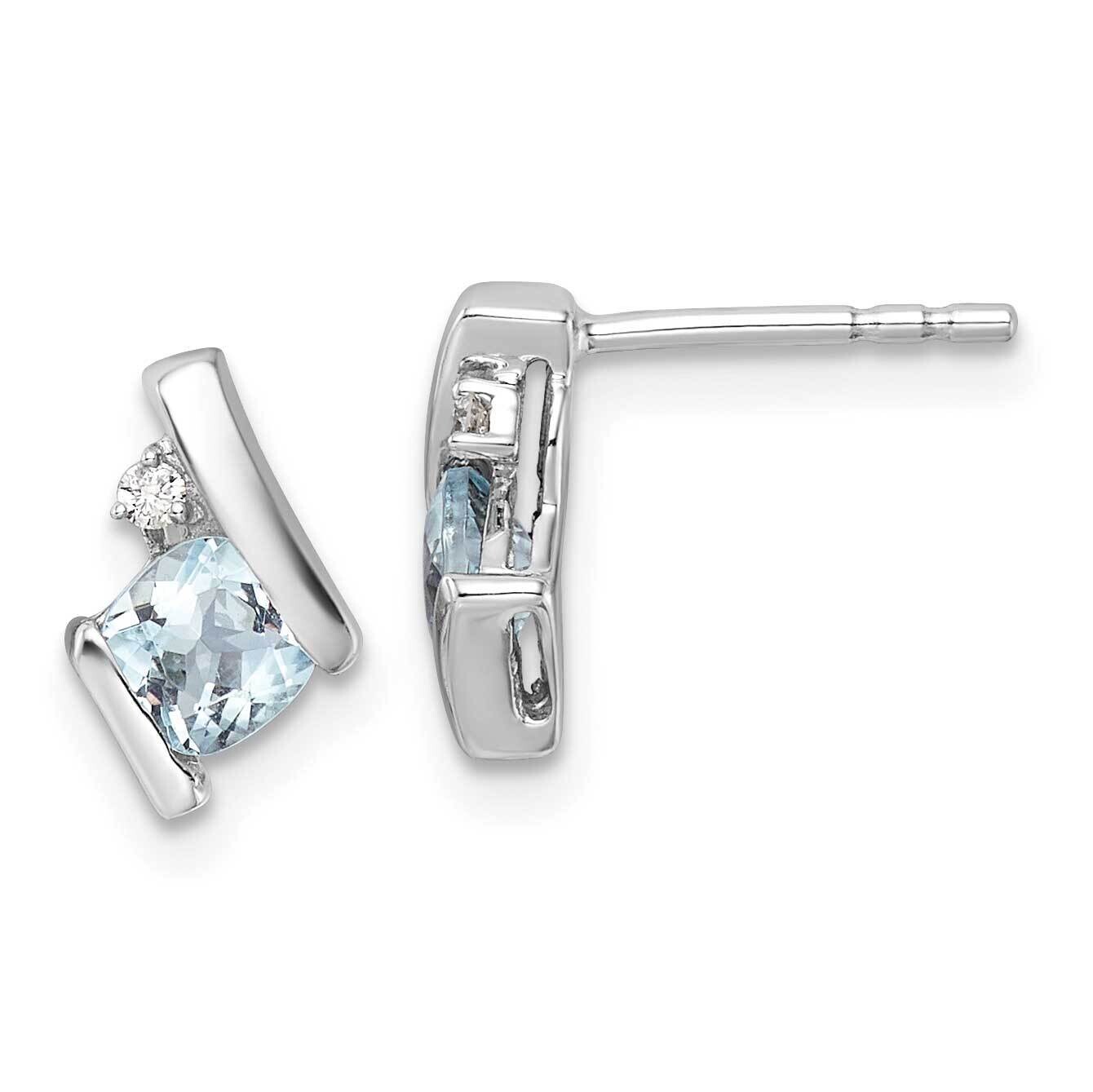 Cushion Aquamarine Diamond Earrings 10k White Gold EM7398-AQ-003-1WA, MPN: EM7398-AQ-003-1WA, 19110…