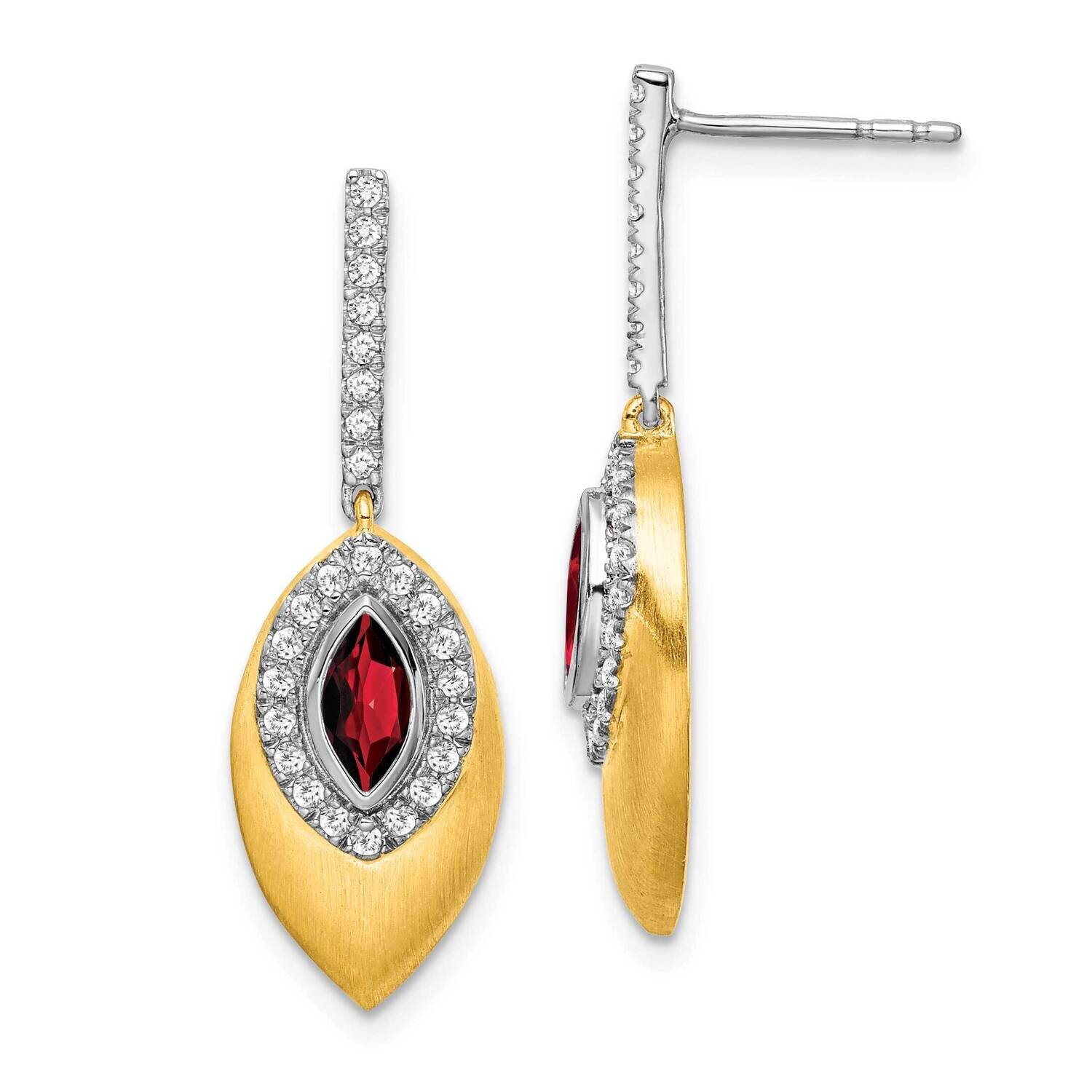 Garnet Diamond Dangle Earrings 14k Two-Tone Gold EM7132-GA-031-YWA, MPN: EM7132-GA-031-YWA, 1911018…