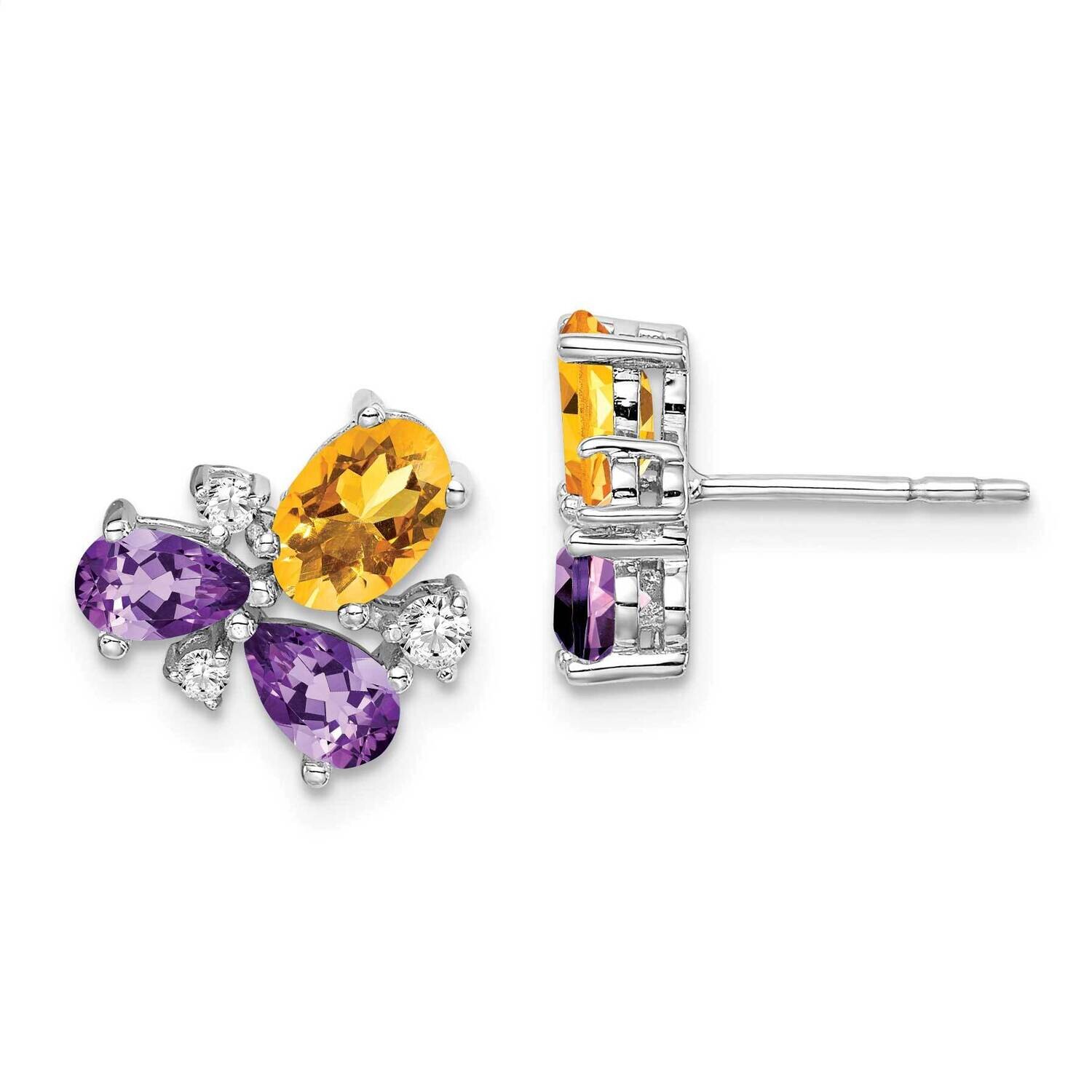 Amethyst/Citrine/Diamond Earrings 14k White Gold EM7128-AM_CI-013-WA, MPN: EM7128-AM_CI-013-WA, 883…