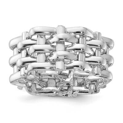 Polished 5 Row Woven Panther Ring Sterling Silver Rhodium-Plated ANPANT5F002-RH, MPN: ANPANT5F002-R…
