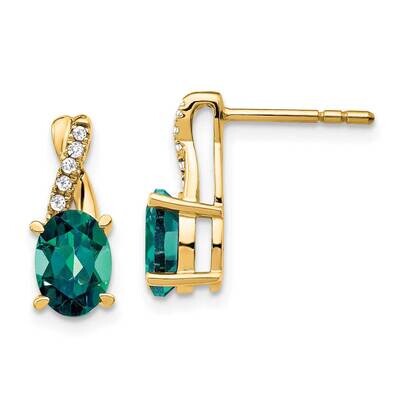 Created Alexandrite Diamond Earrings 10k Gold EM4235-CA-006-1YA, MPN: EM4235-CA-006-1YA, 1911015674…