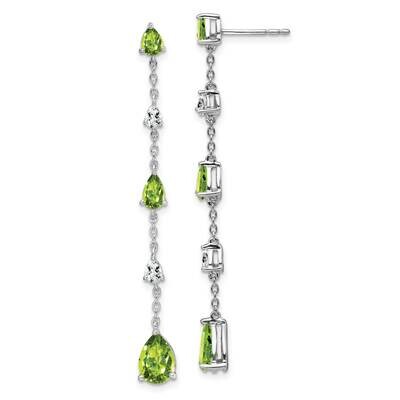 Peridot White Topaz Dangle Earrings 14k White Gold EM7090-PE-WA, MPN: EM7090-PE-WA, 191101840272