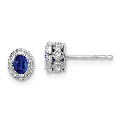 Sapphire Diamond Earrings 14k White Gold EM7093-SA-012-WA, MPN: EM7093-SA-012-WA, 191101840593