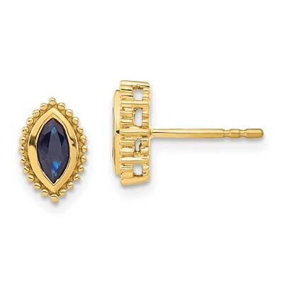 Marquise Sapphire Post Earrings 14k Gold EM7204-SA-Y, MPN: EM7204-SA-Y, 191101842993