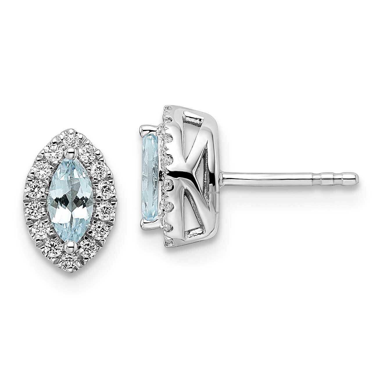 Diamond Aquamarine Post Earrings 14k White Gold EM9354-AQ-020-WAA, MPN: EM9354-AQ-020-WAA, 88395781…