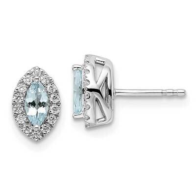Diamond Aquamarine Post Earrings 14k White Gold EM9354-AQ-020-WAA, MPN: EM9354-AQ-020-WAA, 88395781…