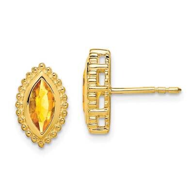 Marquise Citrine Post Earrings 14k Gold EM7204-CI-Y, MPN: EM7204-CI-Y, 191101842894
