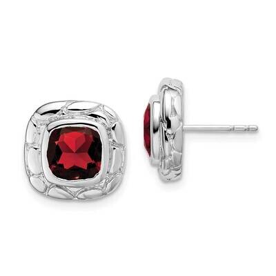 Rhodium Plated Garnet Earrings Sterling Silver EM7077-GA-SS, MPN: EM7077-GA-SS, 191101844799