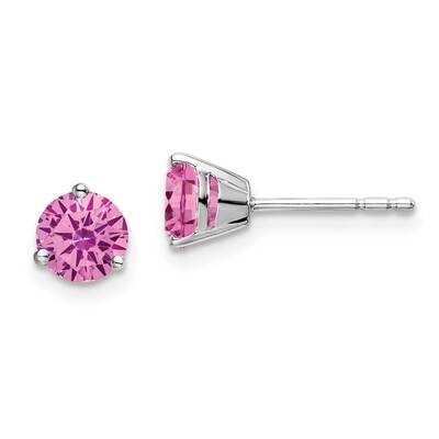 Round Created Pink Sapphire Earrings 14k White Gold EM7098-CPS-W, MPN: EM7098-CPS-W, 191101841071