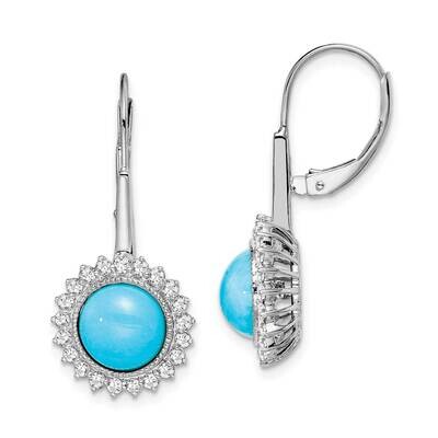 Turquoise Diamond Leverback Earrings 14k White Gold EM7139-BTQ-063-WA, MPN: EM7139-BTQ-063-WA, 8839…