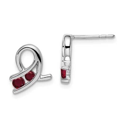 Created Ruby Earrings 14k White Gold EM7120-RU-W, MPN: EM7120-RU-W, 191101841736