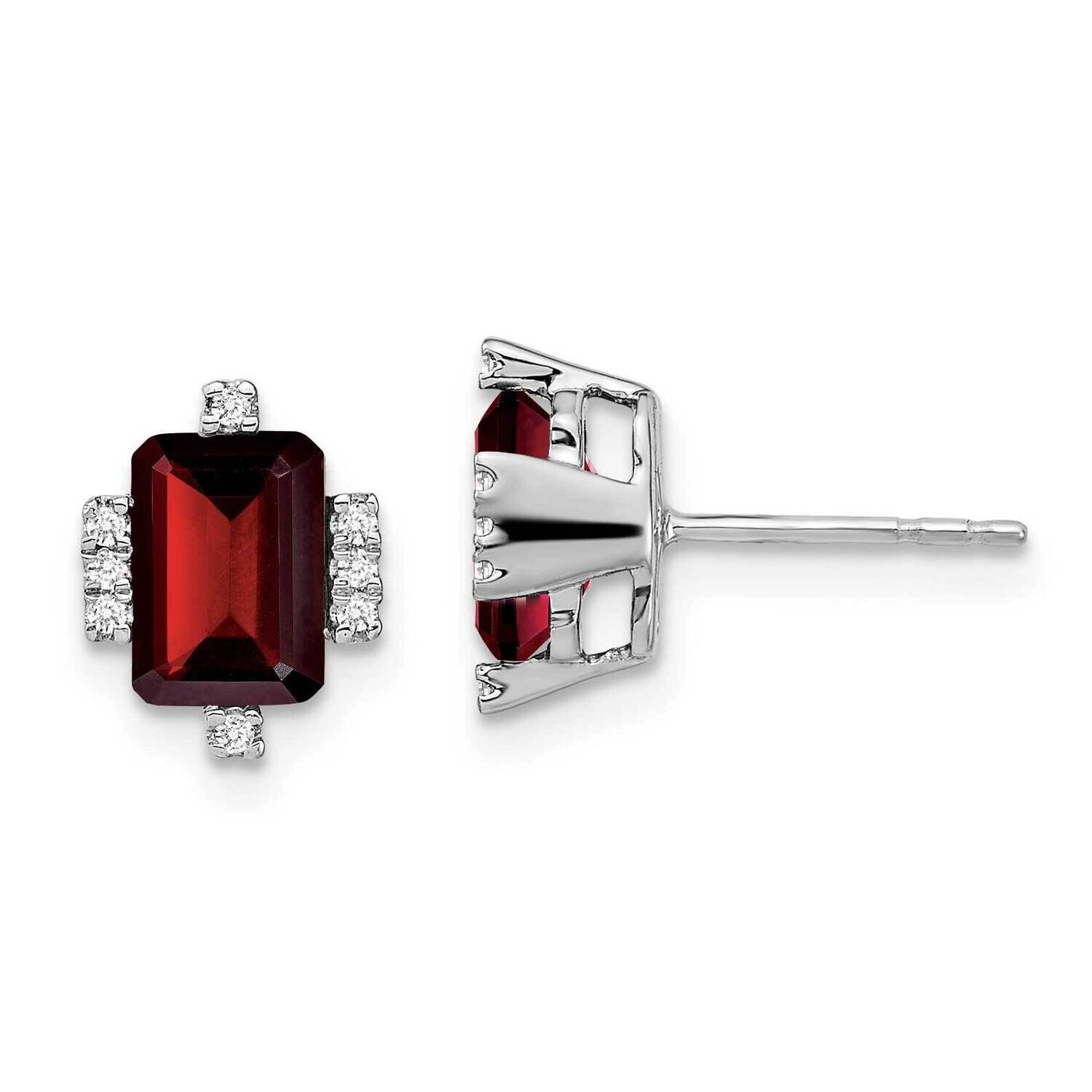 Emerald-Shape Garnet Diamond Earrings 14k White Gold EM7106-GA-008-WA, MPN: EM7106-GA-008-WA, 19110…