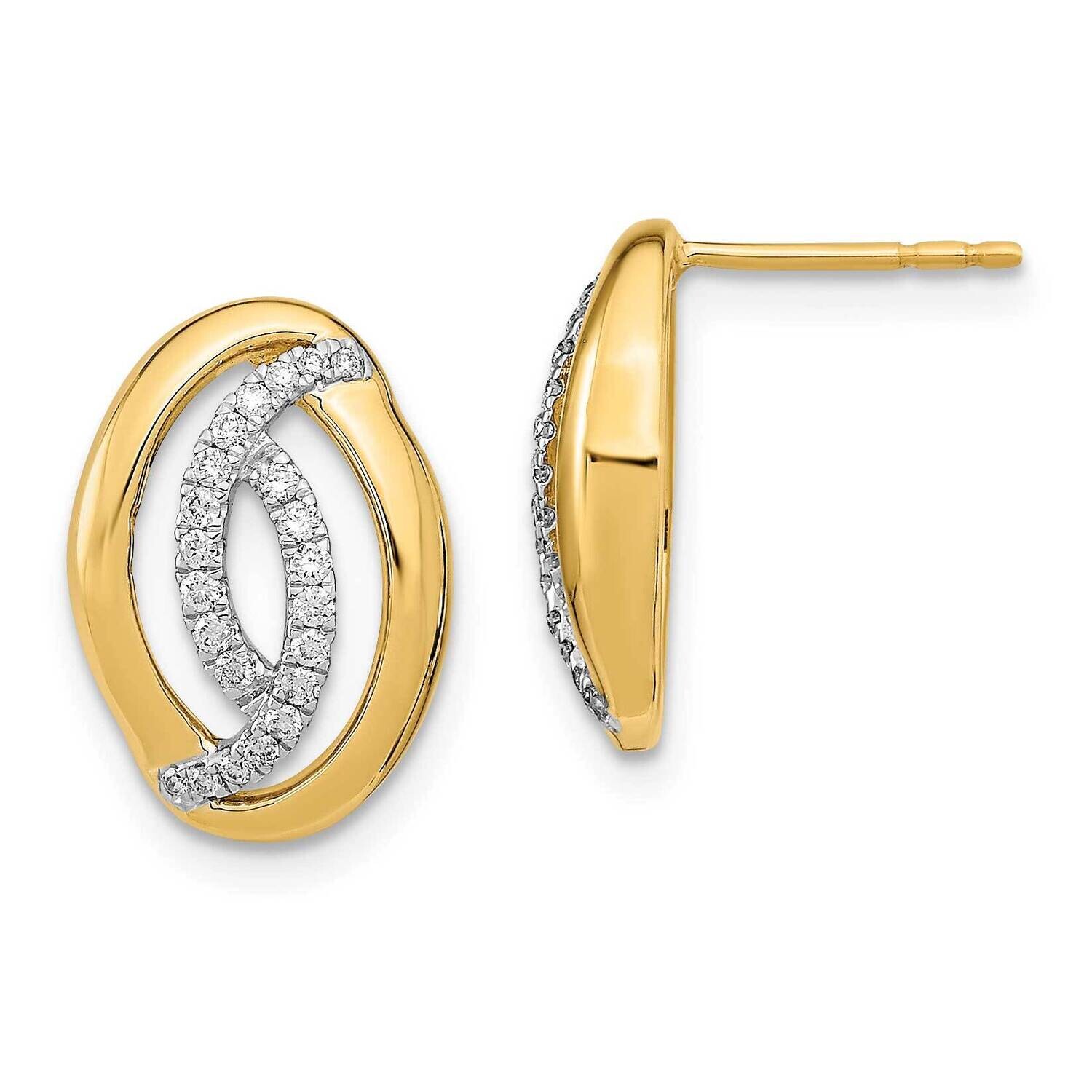 Diamond Oval Post Earrings 14k Polished Gold EM6890-020-YA, MPN: EM6890-020-YA, 883957968360