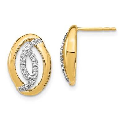 Diamond Oval Post Earrings 14k Polished Gold EM6890-020-YA, MPN: EM6890-020-YA, 883957968360