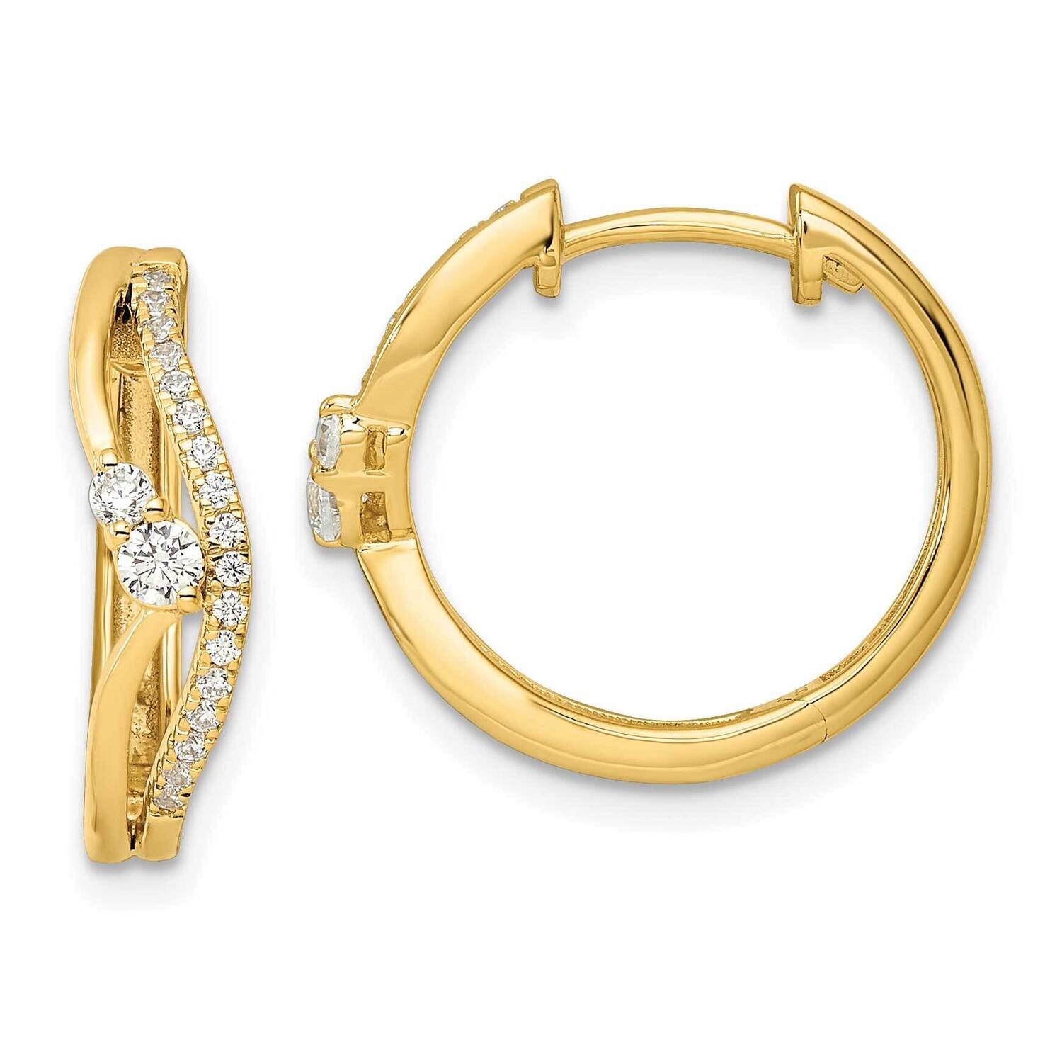 Diamond Hinged Hoop Earrings 14k Gold EM9654-034-YAA, MPN: EM9654-034-YAA, 883957873497