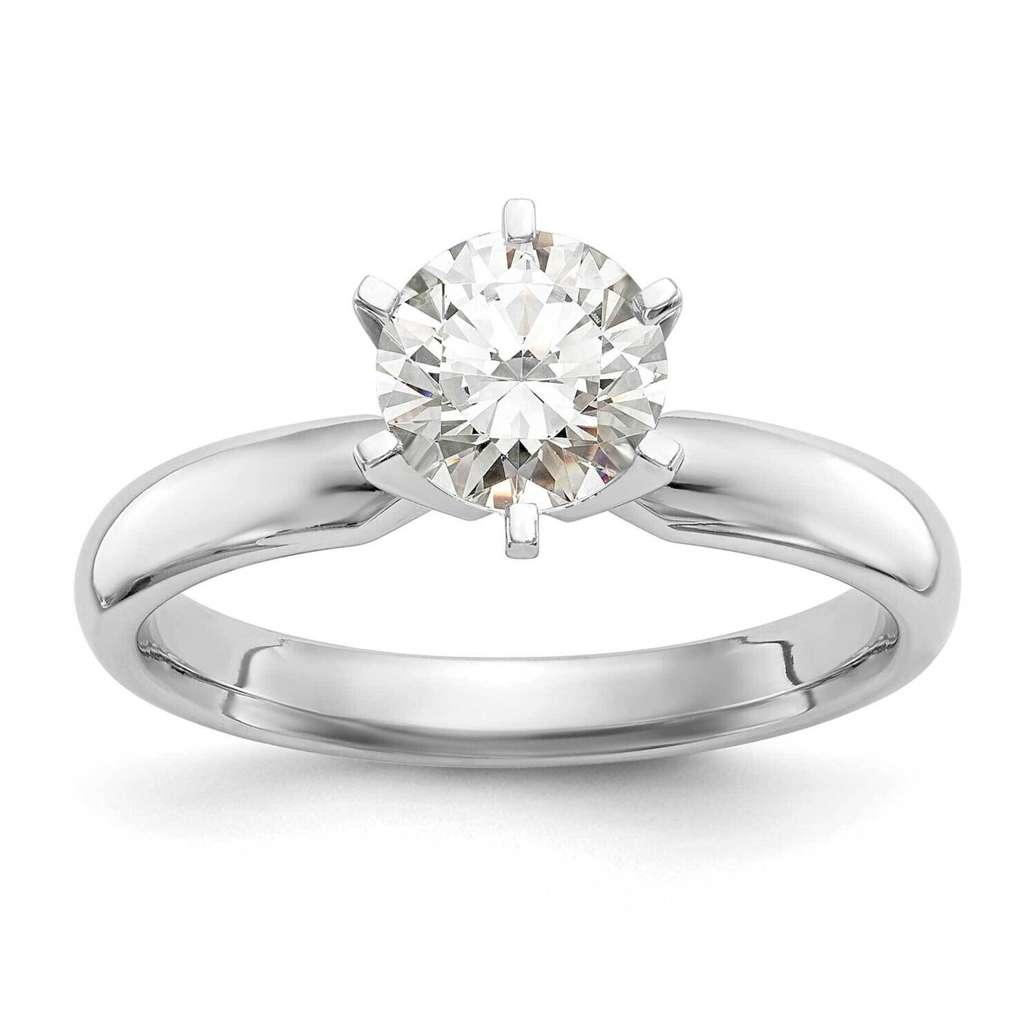 1.5 Carat Medium-Weight Low-Shoulder Comfort-Fit 6-Prong Round Solitaire Ring Mounting 14k White Go…