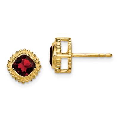 Cushion Garnet Earrings 10k Gold EM7201-GA-1Y, MPN: EM7201-GA-1Y, 191101834554