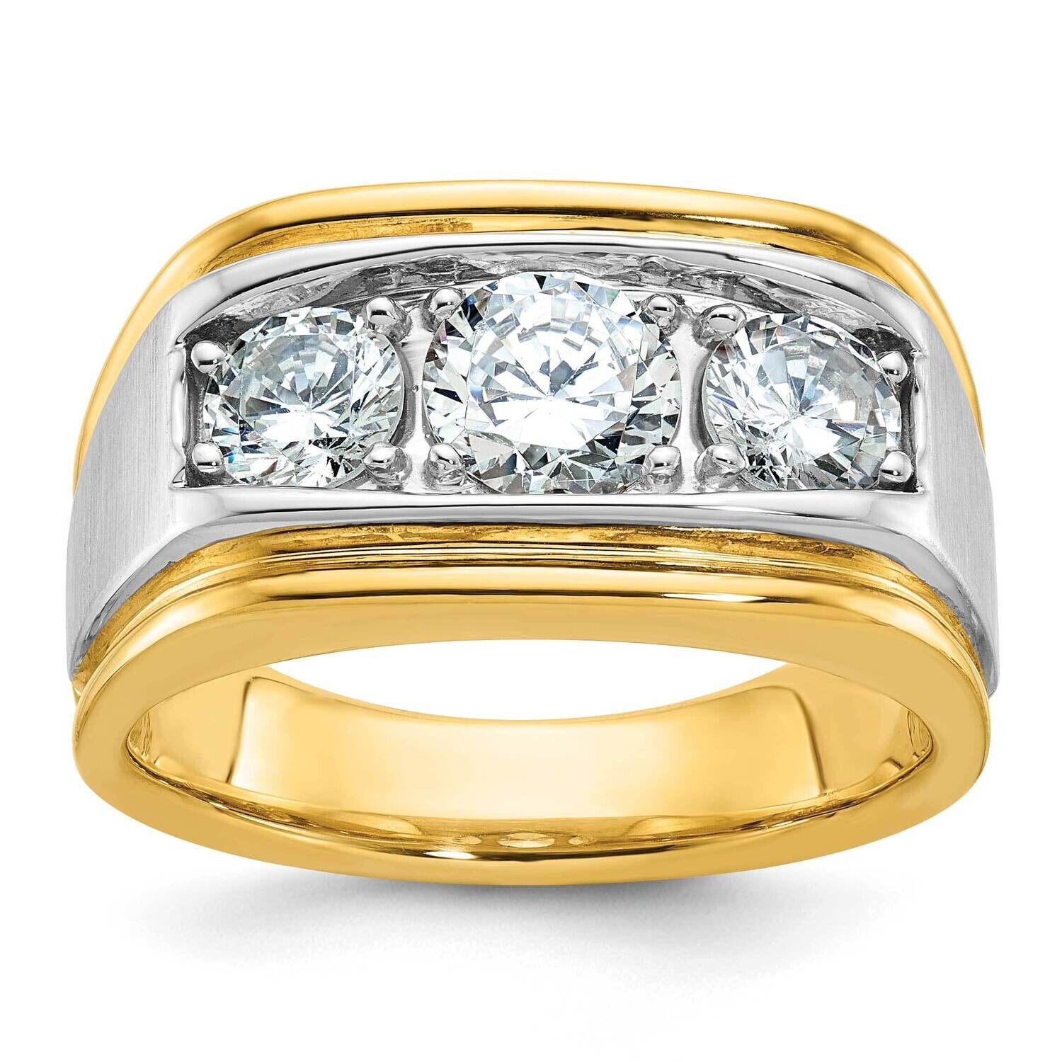 Ibgoodman Men&#39;s Polished Satin 3-Stone Ring Mounting 14k Two-Tone Gold B64249-4YW by IBGoodman, MPN…