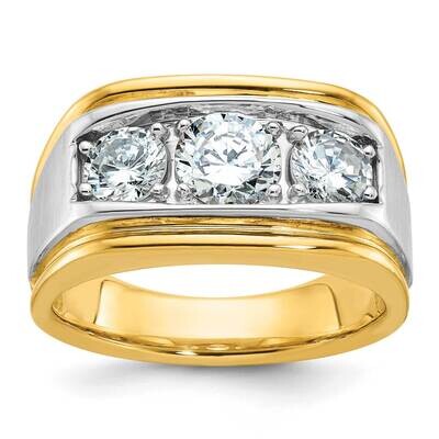 Ibgoodman Men&#39;s Polished Satin 3-Stone Ring Mounting 14k Two-Tone Gold B64249-4YW by IBGoodman, MPN…